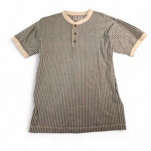 90’s Henley INC International Concepts Black and Cream Striped